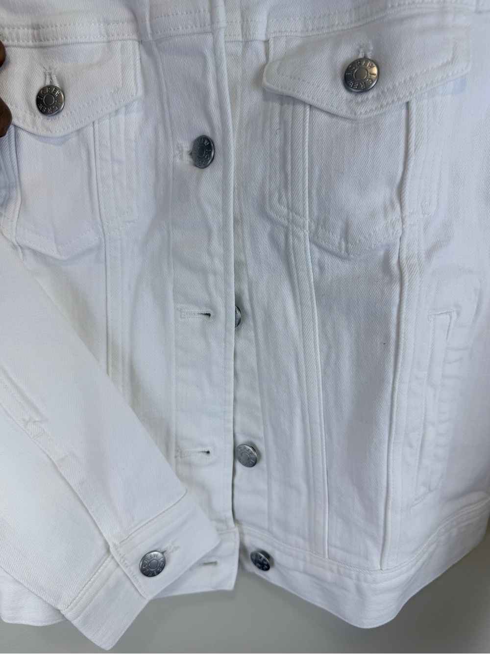 J.Crew White Denim Trucker Jacket Stretch Button Front XS - Picture 8 of 9